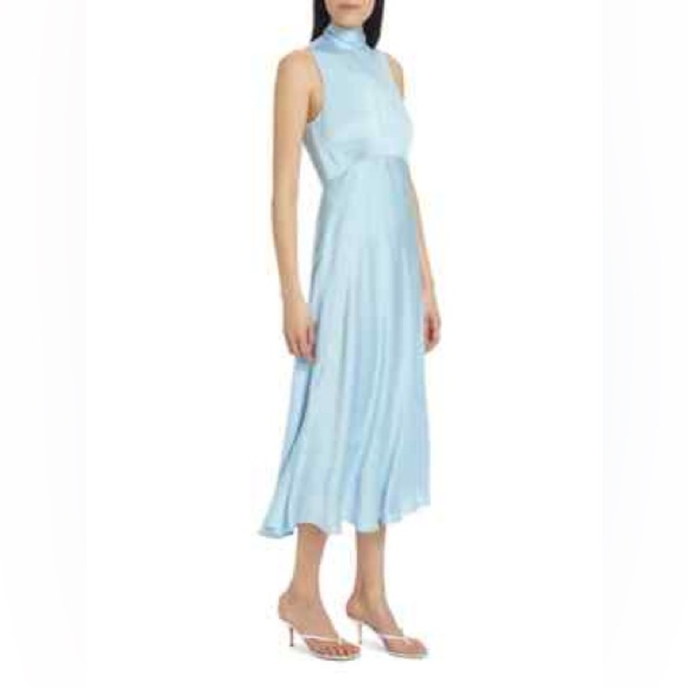 Favorite Daughter Sky Blue The Whisk Me Away Satin Midi-Dress Size 14